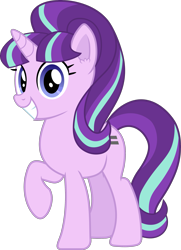 Size: 2177x3000 | Tagged: safe, artist:frownfactory, starlight glimmer, pony, unicorn, g4, the cutie map, egalitarianism, equal cutie mark, evil starlight, female, grin, high res, horn, mare, raised hoof, s5 starlight, simple background, smiling, solo, transparent background, vector