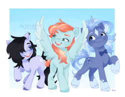 Size: 1280x990 | Tagged: safe, artist:holidaye, oc, oc only, earth pony, pegasus, pony, unicorn, g5, my little pony: a new generation, earth pony oc, female, horn, mare, pegasus oc, unicorn oc