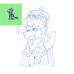 Size: 5000x5000 | Tagged: safe, artist:xasslash, oc, oc only, oc:flynn the icecold, griffon, cape, clothes, crown, crystal, halloween, hand, holiday, jewelry, regalia, sketch, solo, staff