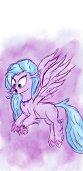 Size: 1080x2220 | Tagged: safe, artist:heavenheathen, silverstream, hippogriff, g4, female, flying, simple background, solo