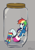 Size: 1446x2039 | Tagged: safe, artist:tacoman dusct, rainbow dash, human, equestria girls, g4, clothes, female, human in a jar, jar, lewd container meme, missing shoes, rainbow socks, simple background, sitting, socks, solo, stocking feet, striped socks, this will not end well
