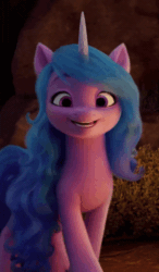 Size: 450x770 | Tagged: safe, screencap, izzy moonbow, pony, unicorn, g5, my little pony: a new generation, spoiler:my little pony: a new generation, animated, beautiful, cropped, cute, female, gif, izzybetes, looking at you, mare, smiling, solo