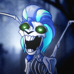 Size: 1000x1000 | Tagged: safe, artist:witchtaunter, oc, oc only, pegasus, pony, skeleton pony, undead, bone, commission, glowing, glowing eyes, halloween, holiday, nightmare fuel, skeleton, solo