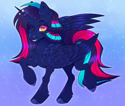 Size: 1280x1090 | Tagged: safe, artist:sadelinav, oc, oc only, alicorn, pony, female, mare, one eye closed, solo, wink