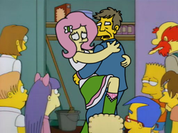 Size: 512x384 | Tagged: safe, artist:haileykitty69, edit, edited screencap, screencap, fluttershy, human, equestria girls, g4, adult, crack shipping, crossover, crossover shipping, cursed, fake screencap, female, fluttermour, male, seymour skinner, shipping, simpsonified, straight, style emulation, the simpsons, what the hay?, why