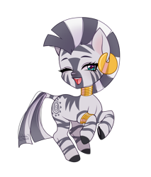 Size: 2993x3510 | Tagged: safe, artist:winnievincent, zecora, pony, zebra, g4, ambiguous facial structure, cute, female, high res, one eye closed, open mouth, simple background, solo, transparent background, wink, zecorable