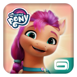 Size: 1400x1400 | Tagged: safe, edit, gameloft, sunny starscout, earth pony, pony, g5, my little pony: a new generation, bust, fake, female, icon, logo, looking at you, mare, my little pony logo, open mouth, open smile, simple background, smiling, smiling at you, solo, transparent background