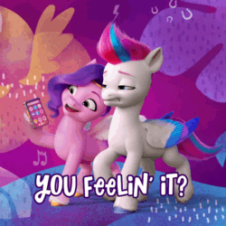 Size: 1080x1080 | Tagged: safe, pipp petals, zipp storm, pegasus, pony, g5, my little pony: a new generation, official, animated, are feeling it now, excalibur face, female, gif, low frequency flashing, phone, siblings, sisters, that pony sure does love phones, zipp storm is not amused