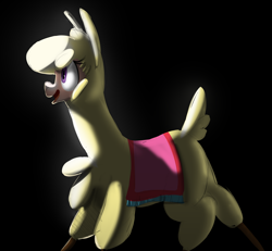 Size: 2340x2160 | Tagged: safe, artist:hitsuji, paprika (tfh), alpaca, them's fightin' herds, black background, blanket, community related, happy, high res, simple background, solo