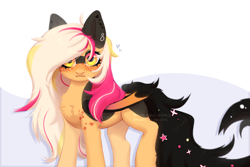 Size: 4500x3000 | Tagged: safe, artist:avroras_world, oc, oc only, bat pony, pony, bat pony oc, bat wings, chest fluff, commission, female, fluffy, fluffy tail, freckles, high res, looking at you, mare, simple background, smiling, smiling at you, solo, tail, white background, wings