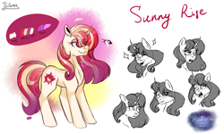 Size: 3000x1800 | Tagged: safe, artist:just-silvushka, oc, oc only, pony, unicorn, bust, female, horn, mare, offspring, parent:oc:eclipse, parent:sunset shimmer, parents:canon x oc, reference sheet, smiling, unicorn oc
