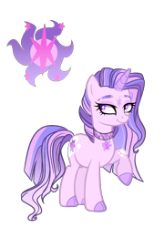 Size: 1800x2500 | Tagged: safe, artist:just-silvushka, oc, oc only, pony, unicorn, base used, choker, cloven hooves, colored hooves, female, horn, magical lesbian spawn, mare, offspring, parent:princess celestia, parent:twilight sparkle, parents:twilestia, simple background, smiling, solo, transparent background, unicorn oc