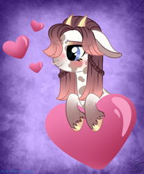 Size: 2605x3145 | Tagged: safe, artist:108-zeroforce, artist:starshade, oc, oc only, oc:hazel twist, cow, pony, base used, commission, female, gradient background, heart eyes, high res, horn, mare, solo, wingding eyes, ych result