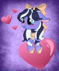 Size: 2605x3145 | Tagged: safe, artist:108-zeroforce, artist:starshade, oc, oc only, oc:maggie, cow, pony, base used, bell, bell collar, collar, commission, female, gradient background, heart eyes, high res, horn, mare, solo, wingding eyes, ych result