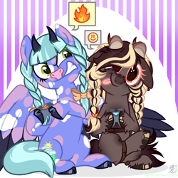 Size: 2000x2000 | Tagged: safe, artist:108-zeroforce, artist:syrikatsyriskater, oc, oc only, cow, pony, base used, clothes, commission, female, floppy ears, gradient background, high res, horn, mare, pictogram, simple background, solo, ych result