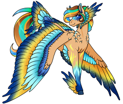 Size: 2905x2480 | Tagged: safe, artist:oneiria-fylakas, oc, oc only, oc:blue fire, pegasus, pony, colored wings, high res, multicolored wings, rainbow power, simple background, solo, tail, tail feathers, transparent background, wings