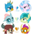 Size: 1017x1060 | Tagged: safe, artist:rozyfly10, gallus, ocellus, sandbar, silverstream, smolder, yona, dragon, griffon, hippogriff, pony, yak, g4, best ship, female, heart, interspecies, lesbian, male, ship:gallstream, ship:ocelbar, ship:yonder, shipping, simple background, smiling, stallion, straight, student six, white background