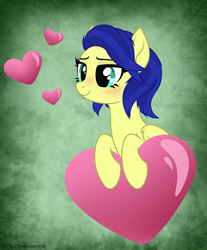 Size: 2605x3145 | Tagged: safe, artist:108-zeroforce, artist:starshade, oc, oc only, oc:nova, pegasus, pony, 2021, base used, commission, cute, dark blue mane, female, gradient background, green eyes, heart, heart eyes, high res, mare, solo, tail, wingding eyes, ych result, yellow body