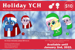 Size: 1280x854 | Tagged: safe, artist:spellboundcanvas, fluttershy, g4, christmas, christmas presents, christmas stocking, commission, cute, floppy ears, hat, hearth's warming eve, holiday, santa hat, shyabetes, your character here