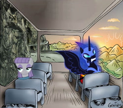 Size: 762x675 | Tagged: safe, maud pie, nightmare moon, g4, meme, rock, sun, that pony sure does love rocks, two guys on a bus