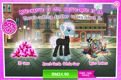 Size: 1038x687 | Tagged: safe, gameloft, pony, g4, my little pony: magic princess, advertisement, avant-garde soiree-goer, background pony, clothes, costs real money, elderly, introduction card, sweater, turtleneck