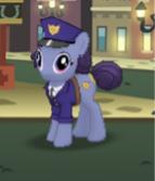 Size: 143x167 | Tagged: safe, gameloft, rough diamond, g4, my little pony: magic princess, cross-eyed, derp, disguise, female, gameloft shenanigans, mare, police officer