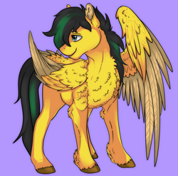 Size: 974x961 | Tagged: safe, artist:noctivage, oc, oc:tamara, pegasus, pony, calm, full body, hooves, smiling, yellow coat