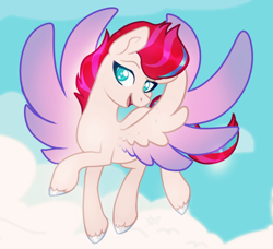 Size: 3290x3000 | Tagged: safe, artist:noctivage, zipp storm, pegasus, pony, g5, my little pony: a new generation, cloud, digital art, dreamworks face, fanart, female, full body, heart eyes, high res, in the sky, large wings, mare, open mouth, open smile, princess, royal sisters (g5), smiling, solo, spread wings, wingding eyes, wings