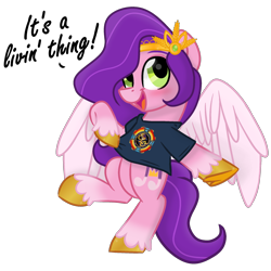 Size: 1920x1920 | Tagged: safe, artist:grapefruit-face, artist:jen-neigh, pipp petals, pegasus, pony, g5, my little pony: a new generation, base used, clothes, electric light orchestra, elo, happy, looking at you, shirt, shirt pull, simple background, singing, t-shirt, transparent background