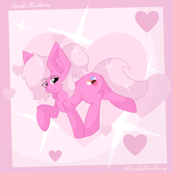 Size: 2100x2100 | Tagged: safe, artist:parabellumpony, oc, oc only, oc:gewehr blueberry, earth pony, pony, heart, high res, holiday, pink mane, simple background, solo, valentine, valentine's day