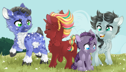 Size: 4960x2834 | Tagged: safe, artist:schokocream, oc, oc only, earth pony, pony, chest fluff, colt, crying, earth pony oc, male, outdoors, raised hoof, sad, smiling