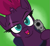 Size: 303x280 | Tagged: safe, artist:jargon scott, fizzlepop berrytwist, tempest shadow, pony, unicorn, g4, broken horn, close-up, eye scar, female, gun, handgun, hi anon, horn, lidded eyes, looking at you, meme, open mouth, open smile, pistol, scar, smiling, solo