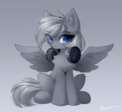 Size: 5424x5000 | Tagged: safe, artist:airiniblock, oc, oc only, pegasus, pony, rcf community, absurd resolution, female, gradient background, headphones, solo