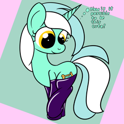 Size: 2000x2000 | Tagged: safe, artist:dafiltafish, lyra heartstrings, pony, unicorn, g4, clothes, female, high res, mare, socks, solo, text, thought bubble