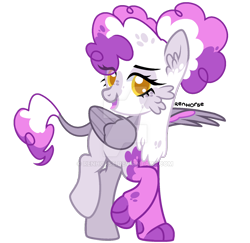 Size: 1600x1553 | Tagged: safe, artist:renhorse, oc, oc only, hippogriff, hybrid, deviantart watermark, female, interspecies offspring, magical lesbian spawn, obtrusive watermark, offspring, parent:gilda, parent:pinkie pie, parents:gildapie, simple background, solo, transparent background, watermark