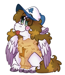 Size: 732x850 | Tagged: safe, artist:milledpurple, oc, oc only, pegasus, pony, :p, blushing, cap, clothes, colored wings, cute, ear fluff, eye clipping through hair, eyelashes, female, hat, simple background, solo, sweater, tongue out, two toned wings, unshorn fetlocks, white background, wings