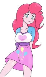 Size: 671x1134 | Tagged: safe, artist:batipin, part of a set, pinkie pie, equestria girls, g4, arm behind back, breasts, busty pinkie pie, female, simple background, solo, stupid sexy pinkie, transparent background