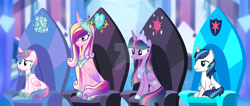 Size: 1280x544 | Tagged: safe, artist:hate-love12, princess cadance, princess flurry heart, shining armor, twilight sparkle, alicorn, pony, g4, female, male, older, twilight sparkle (alicorn)