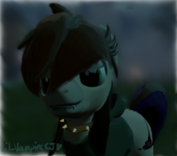 Size: 665x585 | Tagged: safe, artist:lil_vampirecj, edit, edited screencap, screencap, oc, oc only, oc:cj vampire, earth pony, pony, 3d, 3d model, blurry background, bomber jacket, brown mane, brown tail, clothes, collar, cutie mark, edited photo, fangs, fur, gmod, green eyes, jacket, looking at you, night, photo, purple tail highlight, render, simple background, smiling, smiling at you, solo, source filmmaker, tail, test, textures