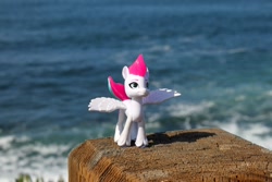 Size: 1800x1200 | Tagged: safe, artist:aquilateagle, zipp storm, pegasus, pony, g5, my little pony: a new generation, female, irl, ocean, photo, solo, spread wings, toy, unshorn fetlocks, wings