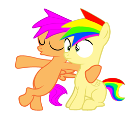 Size: 1153x1098 | Tagged: safe, artist:johnnybro288, oc, oc:skippy rush, oc:smartie rush, pegasus, pony, 2023 community collab, derpibooru community collaboration, bipedal, duo, duo male, eyes closed, male, o mouth, simple background, sitting, transparent background