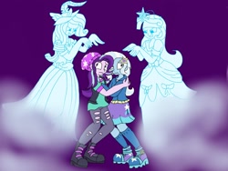Size: 1024x768 | Tagged: safe, artist:artsymlp12, rarity, starlight glimmer, trixie, twilight sparkle, alicorn, ghost, undead, equestria girls, g4, clothes, female, halloween, halloween 2021, holiday, long dress, long skirt, skirt, twilight sparkle (alicorn)