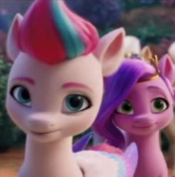 Size: 348x352 | Tagged: safe, screencap, pipp petals, zipp storm, pegasus, pony, g5, my little pony: a new generation, spoiler:my little pony: a new generation, cropped, female, siblings, sisters