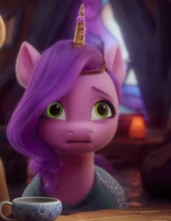 Size: 540x696 | Tagged: safe, screencap, pipp petals, pegasus, pony, g5, my little pony: a new generation, spoiler:my little pony: a new generation, cropped, fake horn, female, mare, solo focus