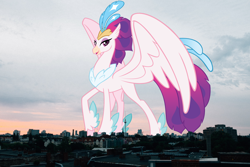 Size: 2700x1800 | Tagged: safe, artist:andoanimalia, artist:thegiantponyfan, queen novo, classical hippogriff, hippogriff, g4, my little pony: the movie, berlin, female, germany, giant hippogriff, giantess, high res, highrise ponies, irl, macro, mega giant, photo, ponies in real life, show accurate