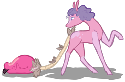 Size: 1101x727 | Tagged: safe, artist:viking3ggs, oc, oc only, original species, plant pony, pony, :p, augmented, augmented tail, closed species, looking back, plant, raised hoof, simple background, tail, tongue out, transparent background