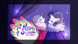 Size: 1200x675 | Tagged: safe, artist:emiliesart, edit, screencap, rarity, sugar snap, bird, peacock, pony, unicorn, g4.5, my little pony: pony life, the rarest of occasions, duo, title card