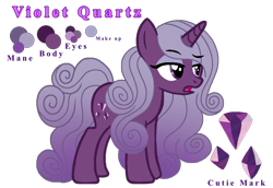 Size: 1099x756 | Tagged: safe, artist:madlilon2051, oc, oc only, oc:violet quartz, pony, unicorn, base used, eyelashes, female, horn, lidded eyes, reference sheet, simple background, smiling, solo, transparent background, unicorn oc