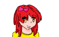 Size: 776x493 | Tagged: safe, artist:n1ghtr0se, apple bloom, human, g4, bow, clothes, eye clipping through hair, eyebrows, eyebrows visible through hair, female, hair bow, humanized, shirt, simple background, smiling, solo, white background