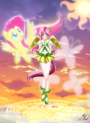 Size: 1976x2705 | Tagged: safe, alternate version, artist:mauroz, part of a set, fluttershy, human, pegasus, pony, g4, anime, clothes, cosplay, costume, humanized, sailor moon (series), sailor senshi, winged humanization, wings